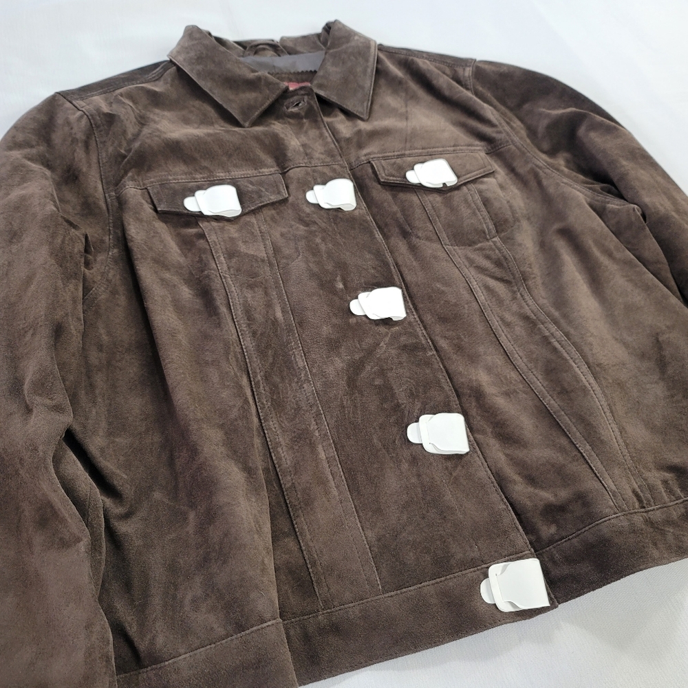 Eddie Bauer Womens Jacket Size 2XL Authentic Seattle Suede Brown NWOT - Picture 3 of 11